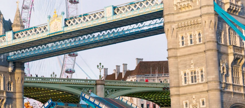 Tower Bridge and the London Eye on the River Thames in London